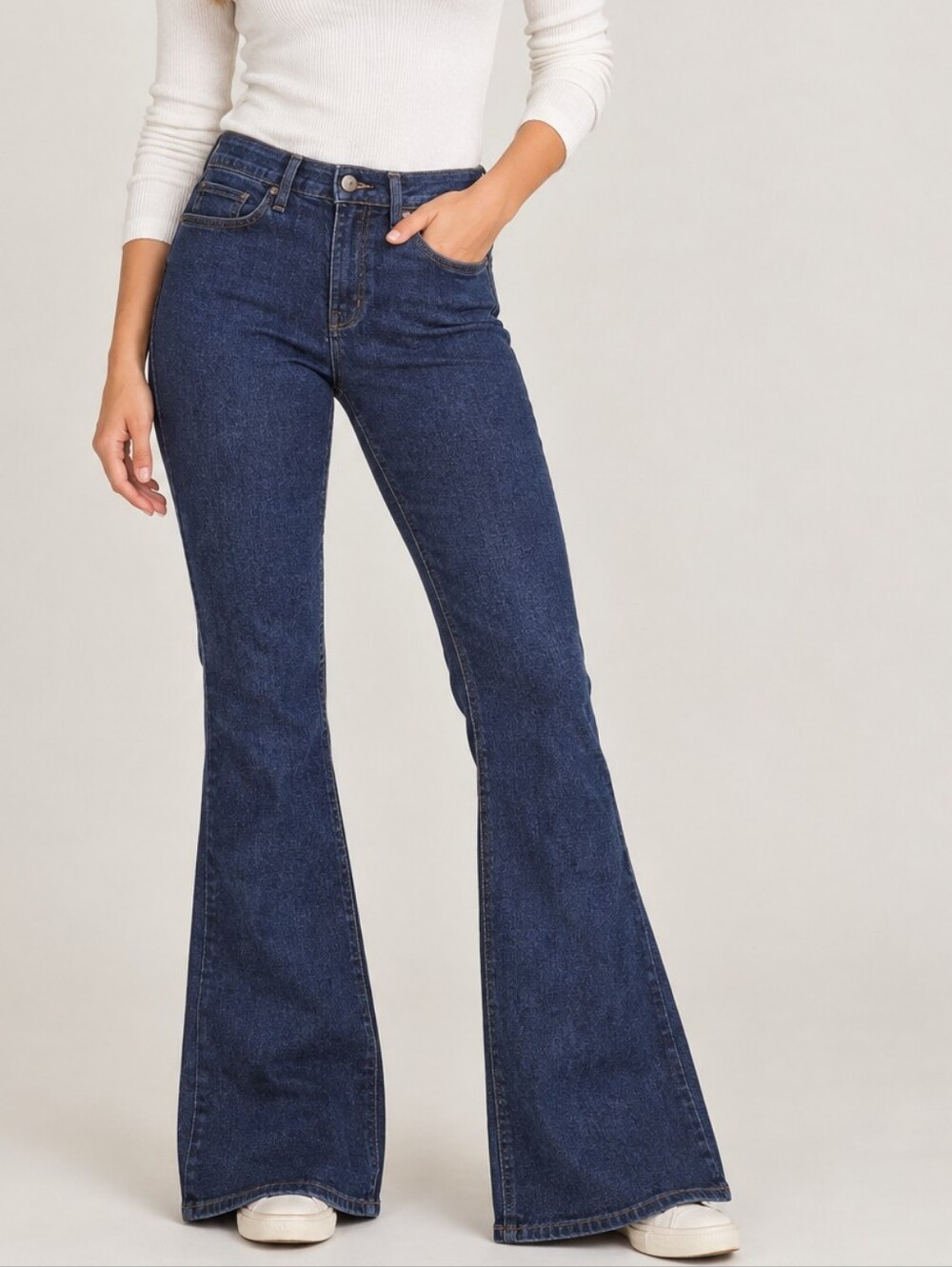 J Brand Dark Blue High-Rise Flare Jeans